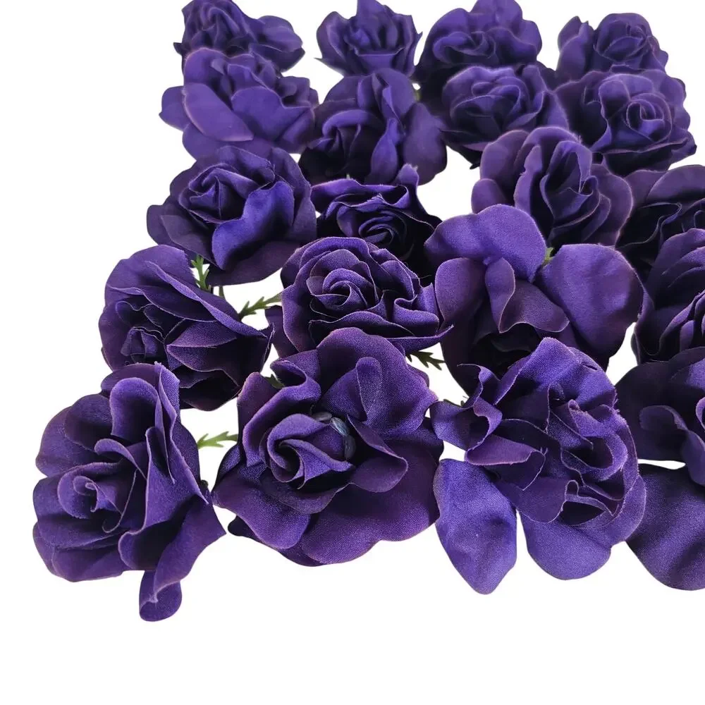 50 Purple Silk Rose Heads Stemless Wedding Floral Craft DIY Wreaths 2.5in